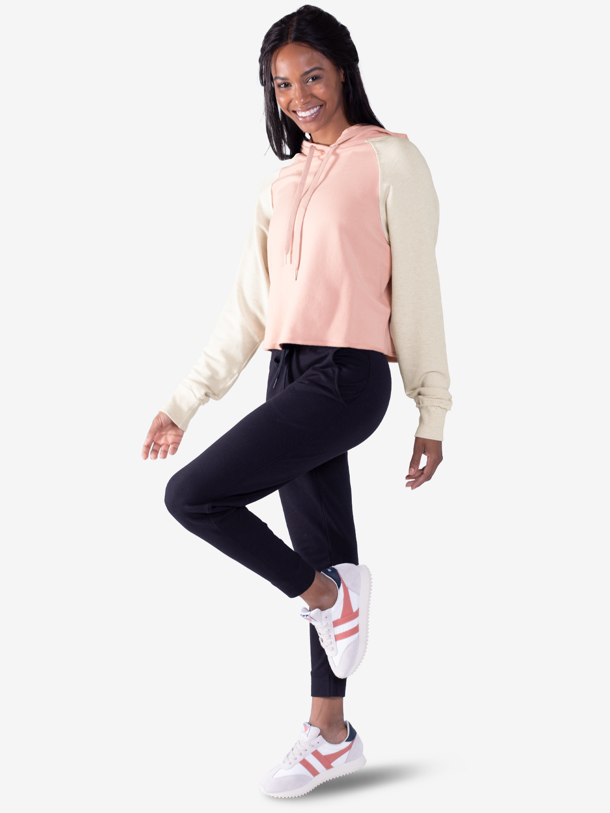 Varsity Crop Hoodie (SedonaPink/IvoryHeather)