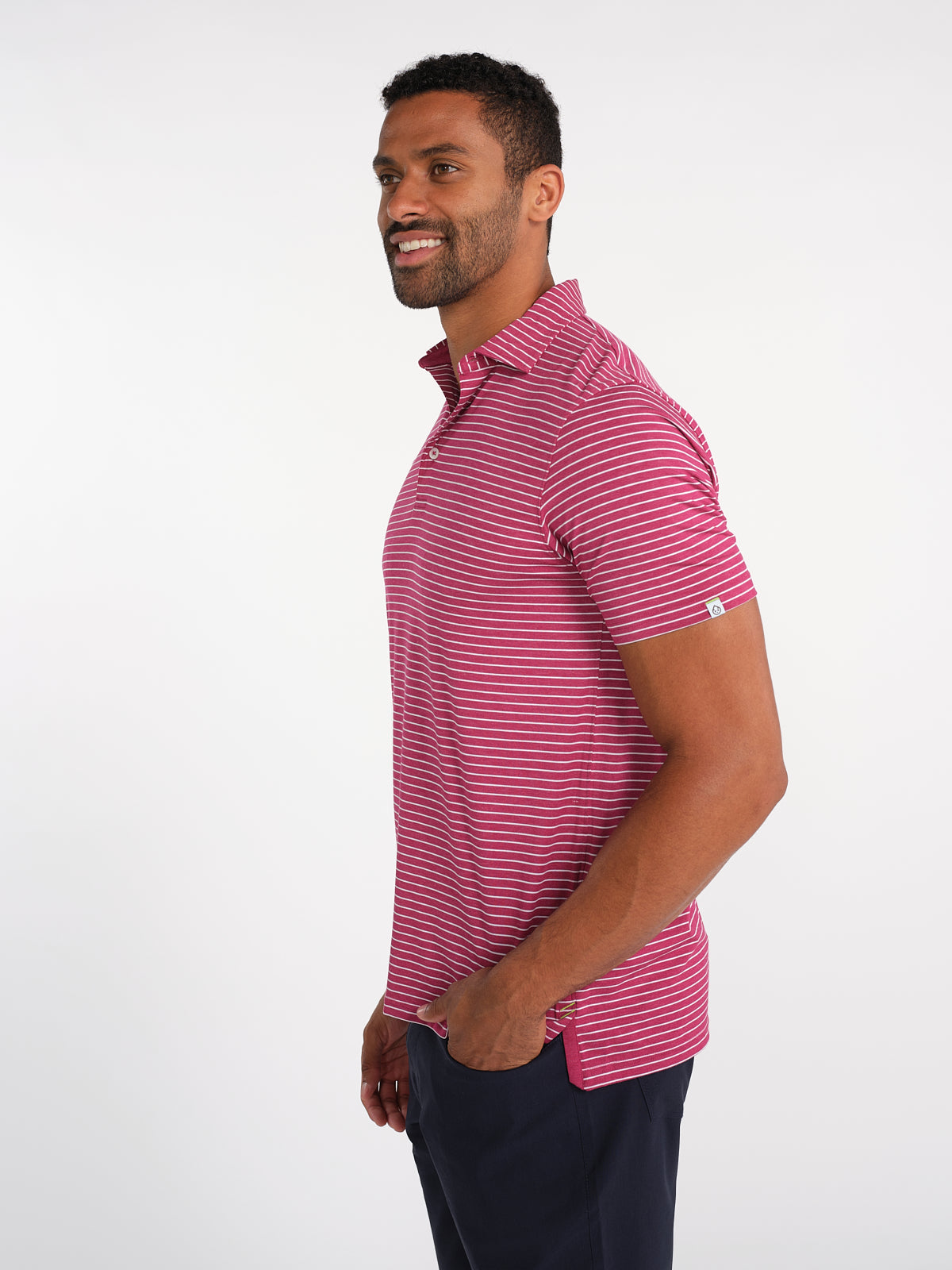 MicroAir Polo Brookline Stripe Golf Shirt - tasc Performance (MulberryHeather/White)