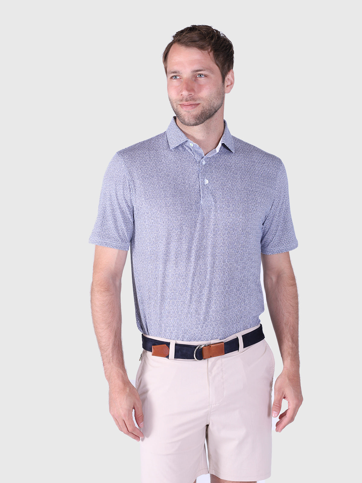 Cloud Golf Polo - Texture Print - tasc Performance (ClassicNavyFairway)