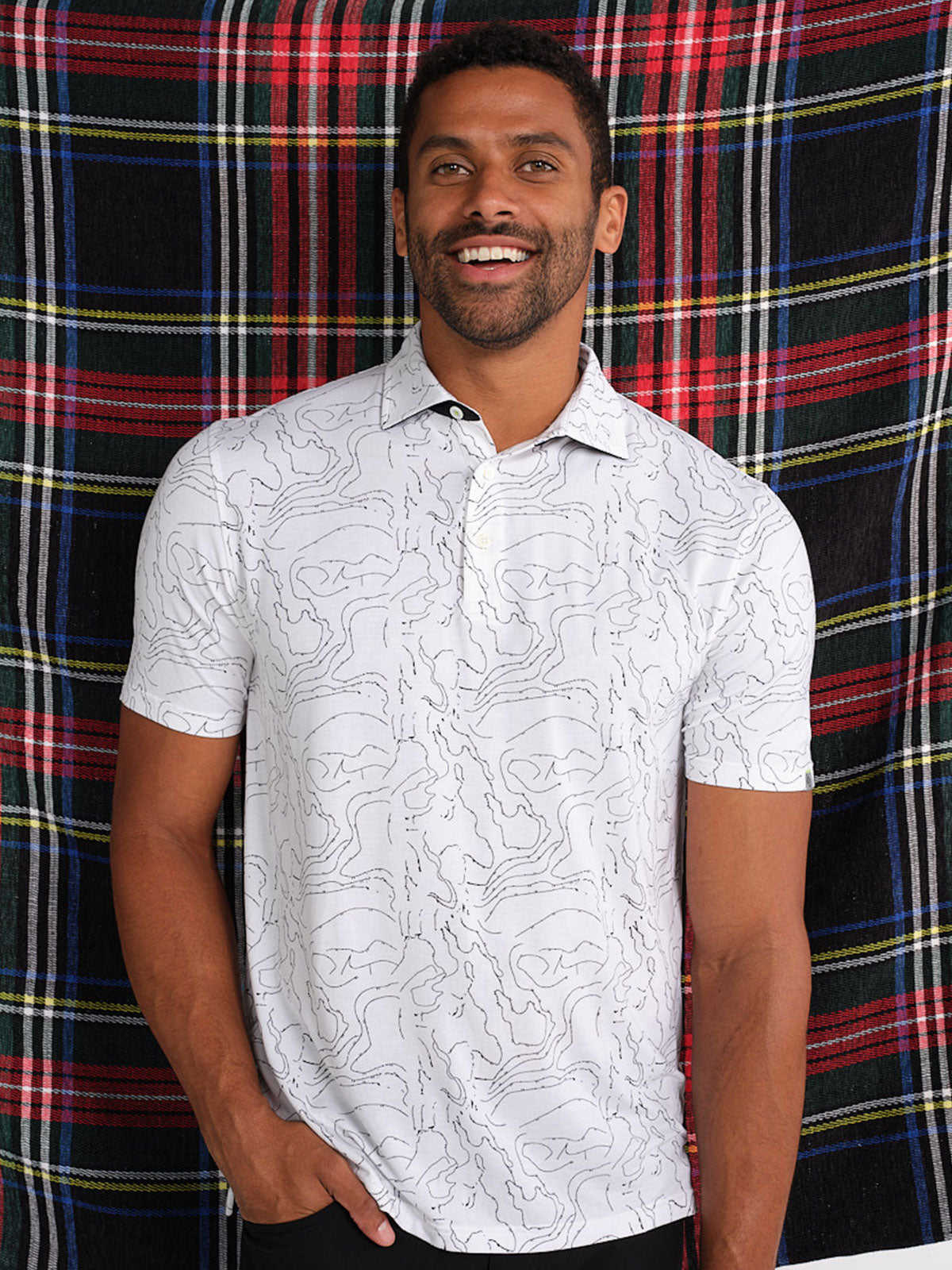 Cloud Lightweight Polo - Topography Print tasc performance (WhiteTopography)