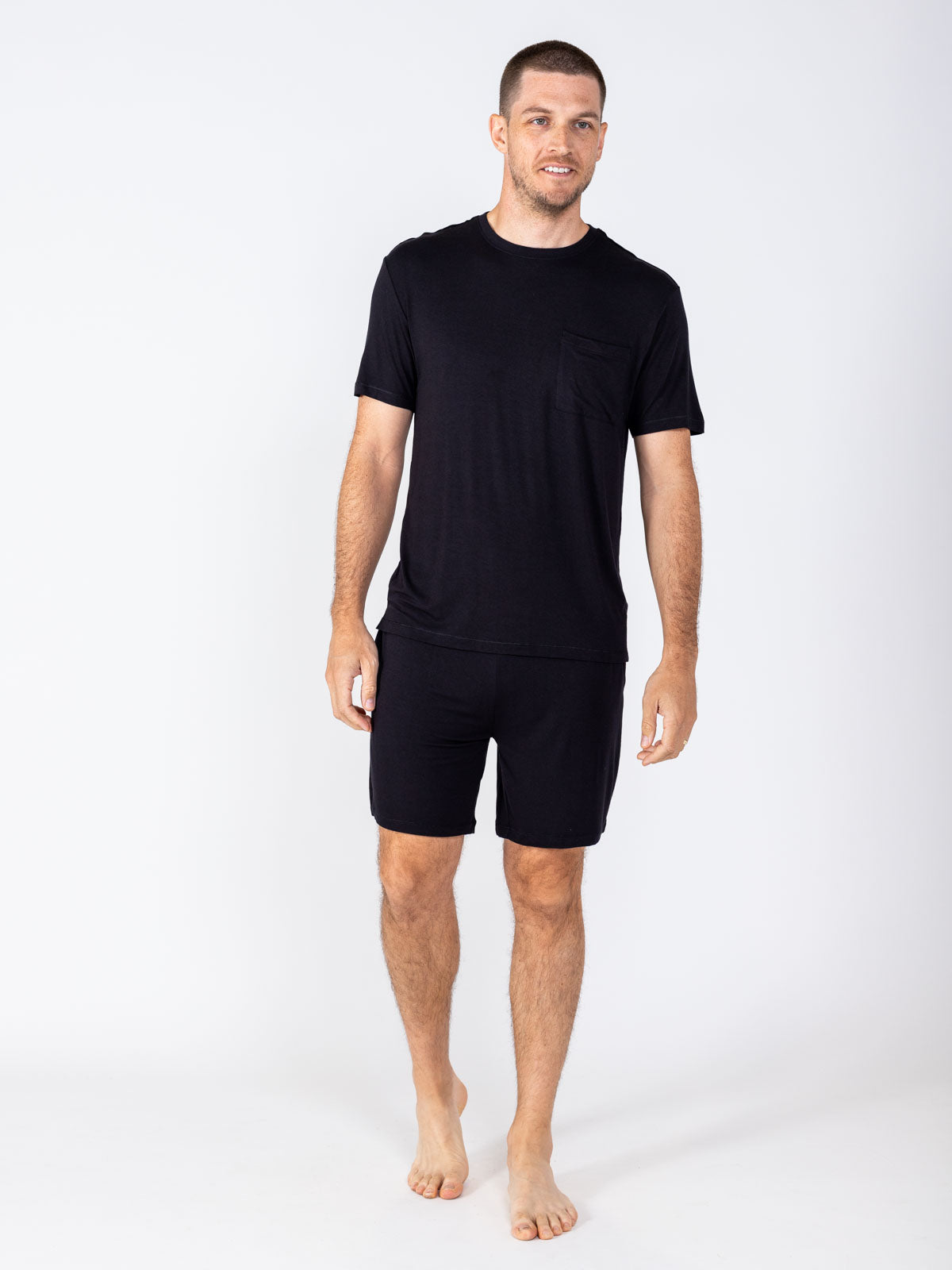 Bamboo Silk Short Sleeve Sleep Shirt tasc performance (Black)