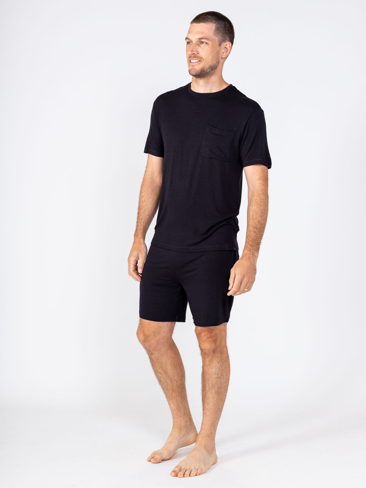 Bamboo Silk Short Sleeve Sleep Shirt tasc performance (Black)