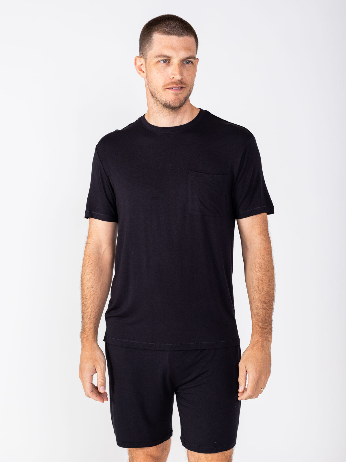 Bamboo Silk Short Sleeve Sleep Shirt tasc performance (Black)