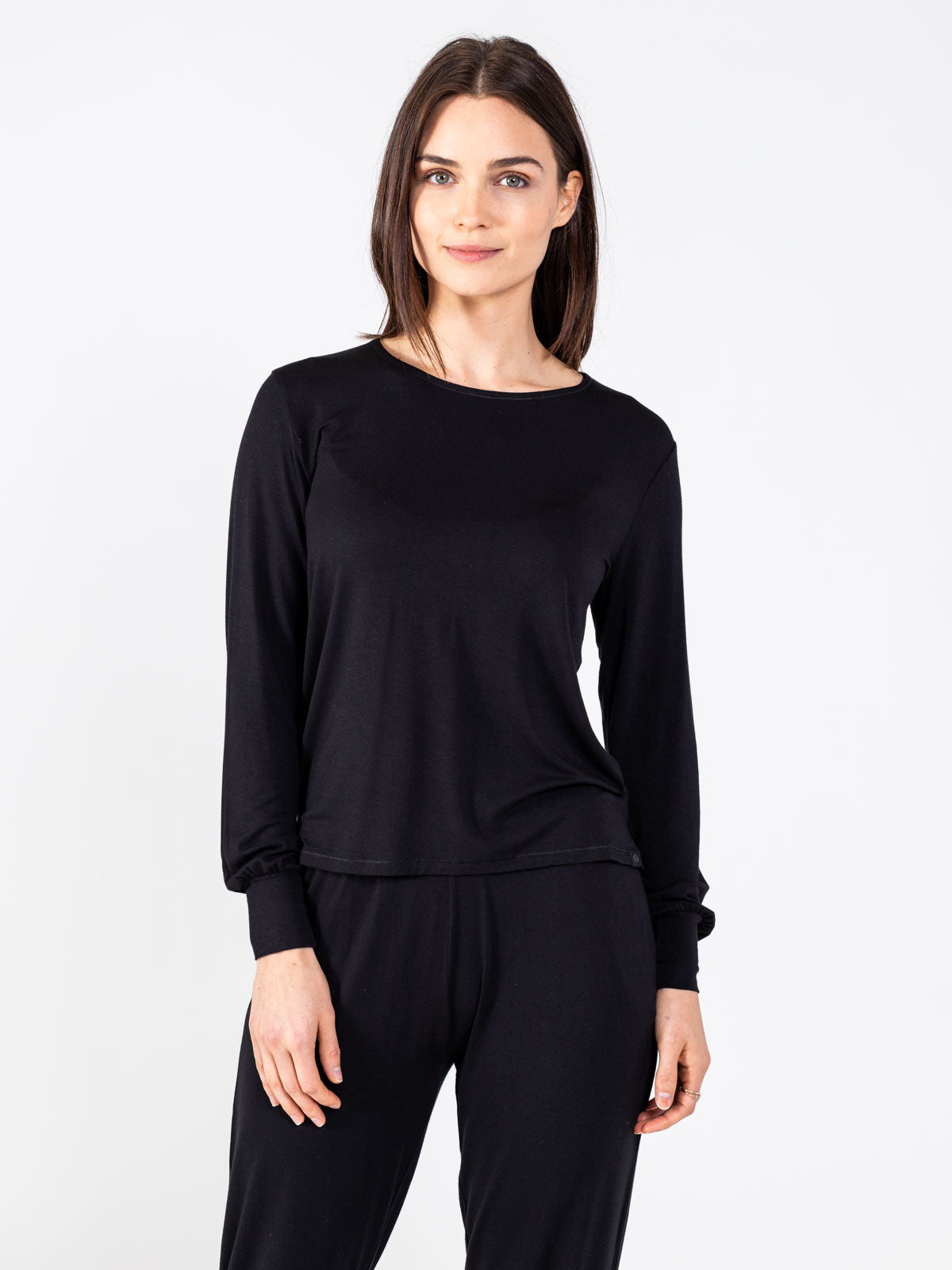 Bamboo Silk Long Sleeve Sleep Shirt tasc performance (Black)