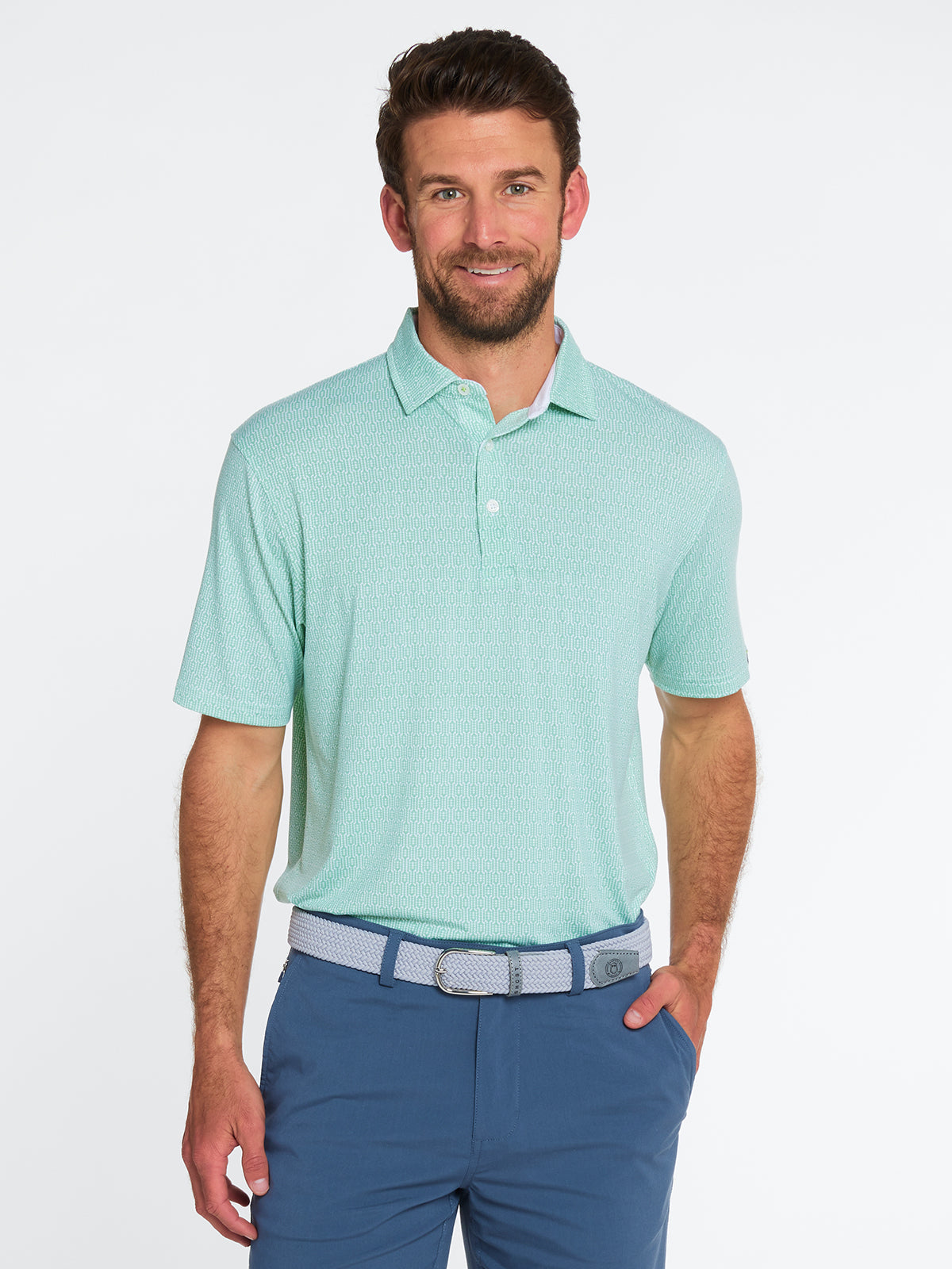 Cloud Golf Polo - Texture Print - tasc Performance (BermudaFairway)