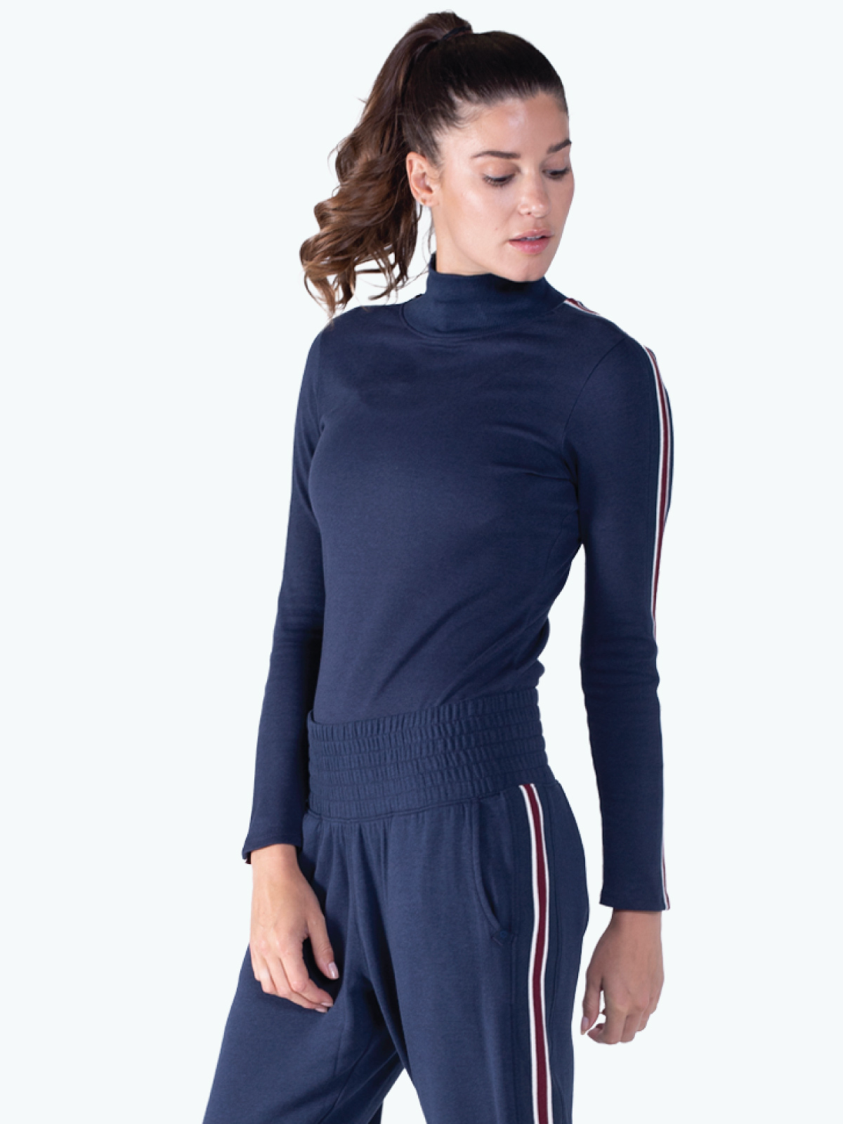 Apres Turtleneck Sweater Stripe (ClassicNavy/Garnet))