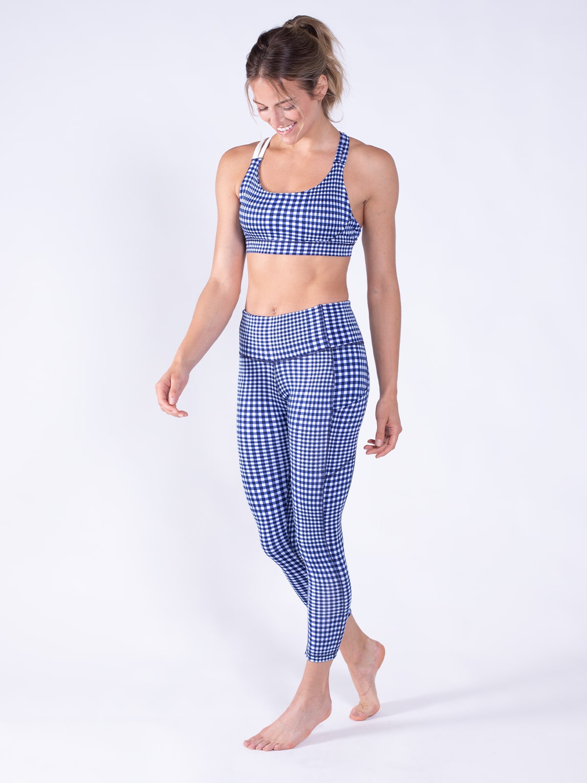 Recess Sports Bra - tacs Performance (White/HighlandsBluePlaid)